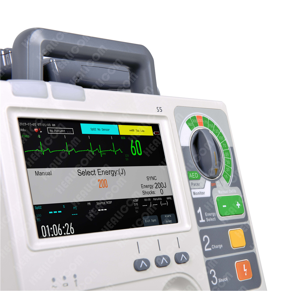 S5 Medical Portable AED Biphasic Manual Cardiac Defibrillator Monitor from China manufacturer