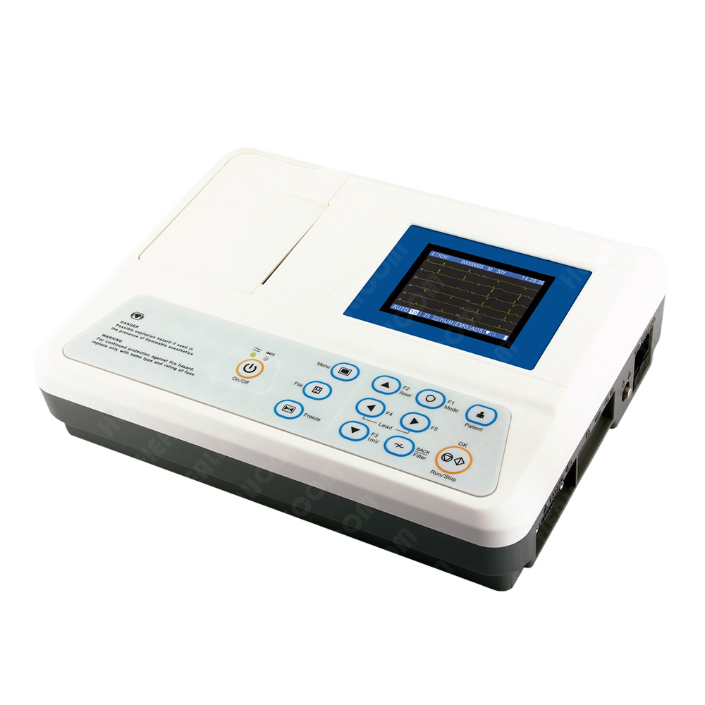 HE-03A Medical Portable 3 Channel Color Display Digital ECG Electrocardiograph 