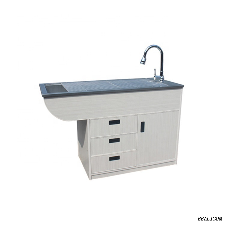 Stainless Steel WT-17 Wooden Frame Animal Clean Customize 3 Drawers Wet Disposal Table